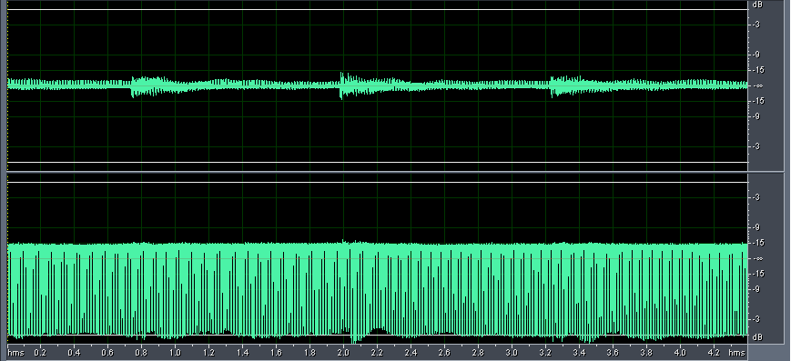 timpani tuned to horn playing, showing interference